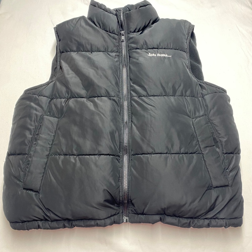 iets frans Black Puffer Vest Fleece Lined Full Zip Large Urban Outfitters